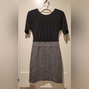Loft Black and gray three-quarter sleeve dress. Size OOP